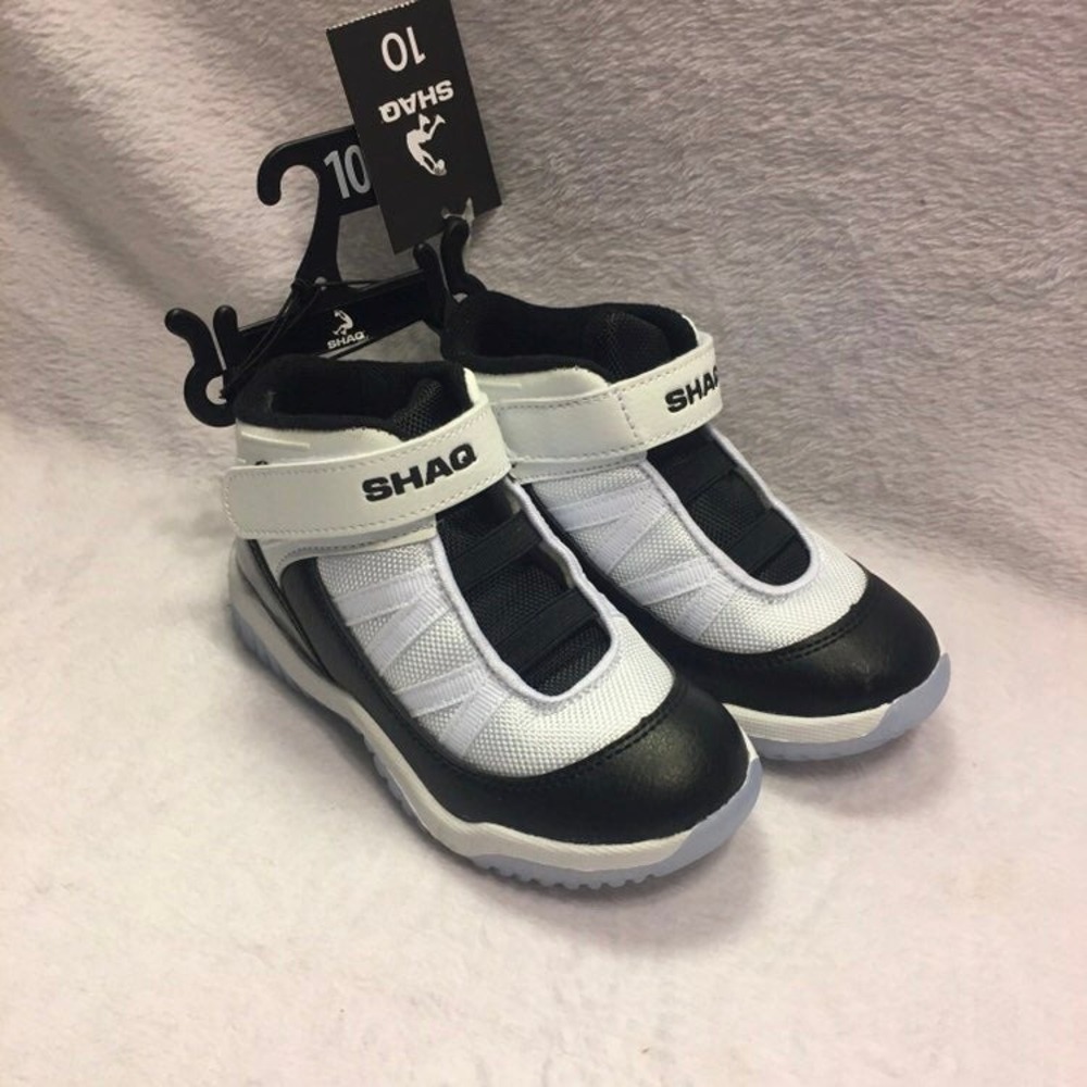 Shaq Basketball Sneakers Kidsβ Size 10 Black White New High Top Athletic Shoes